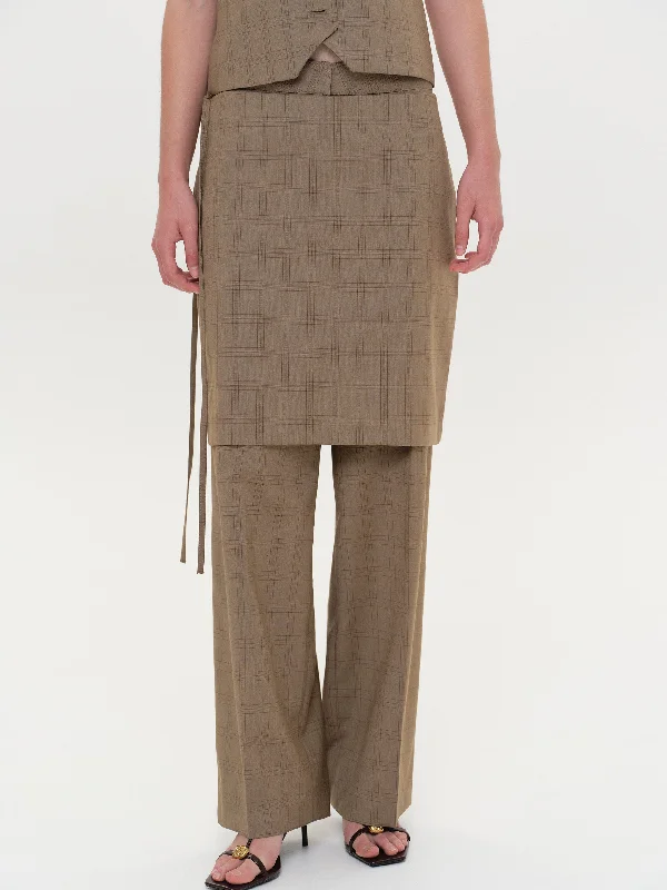 Checkered Tunnel Trousers, Tan