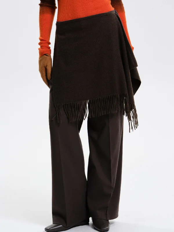 Knit-Scarf Trousers, Dark Brown