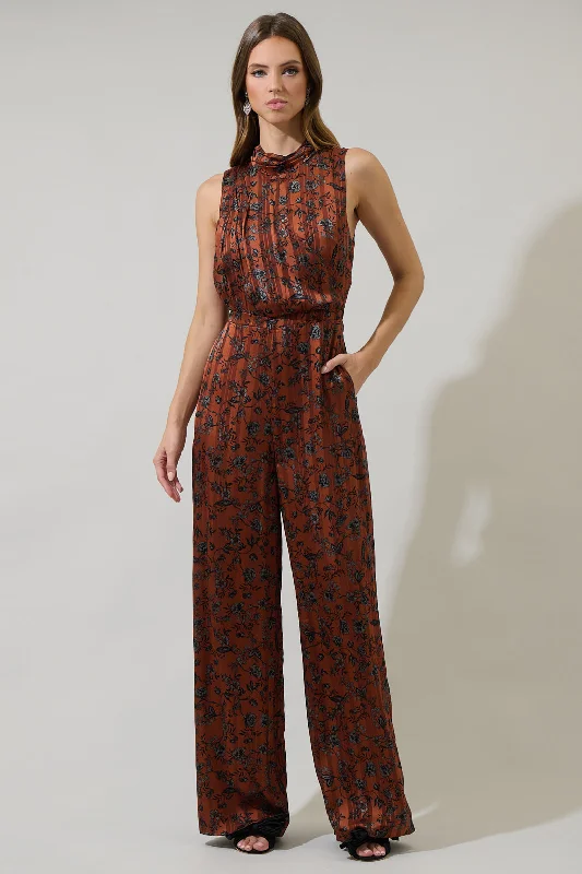 Leoben Floral Siren Drape Neck Jumpsuit